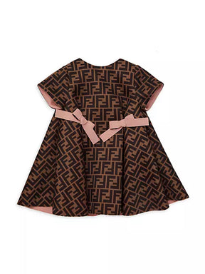 Fendi Baby Girl's Neoprene Logo Bow Dress