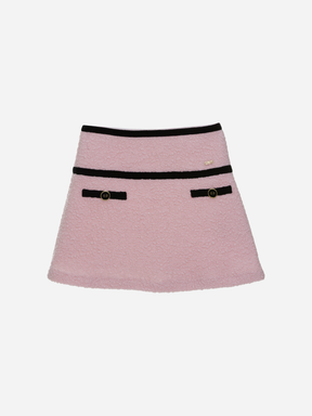 Black bow sweater/Pink skirt Set