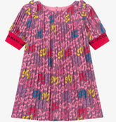 MARC JACOBS-Girls Pink Pleated Logo Dress