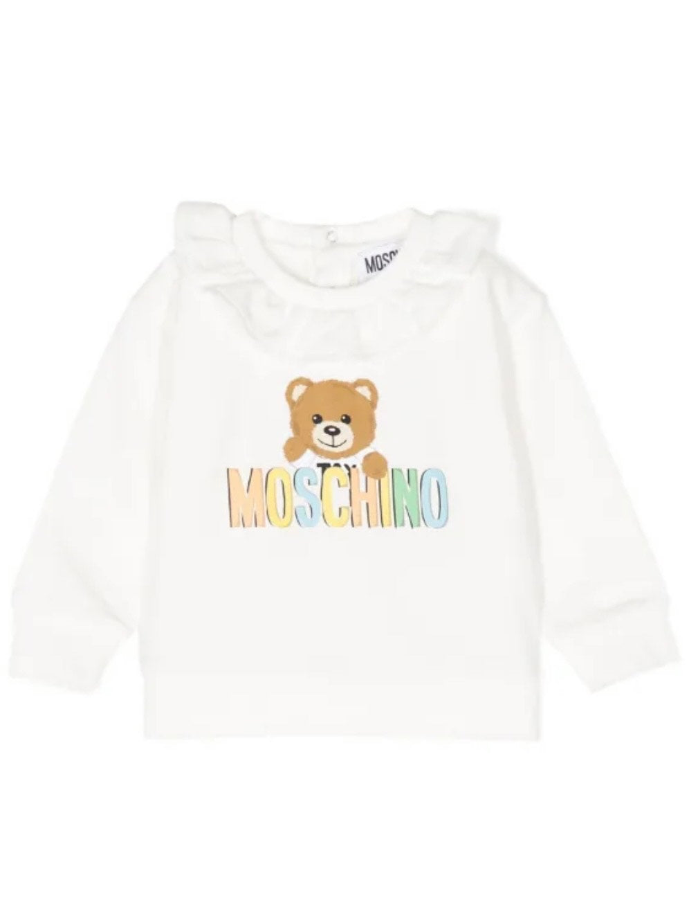 MOSCHINO kids logo print ruffle collar sweatshirt