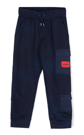 Hugo Boss- logo patch stripe pattern sweatshirt and sweatpants set