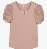 Angel's Face Teen Girls Champagne Cotton & Tulle T-Shirt