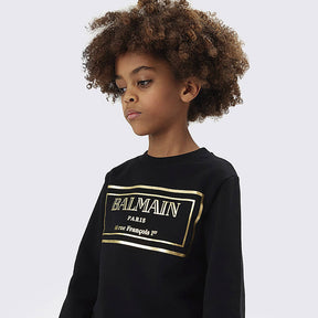 Balmain Boys Black & Gold Cotton Sweatshirt