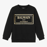 Balmain Boys Black & Gold Cotton Sweatshirt