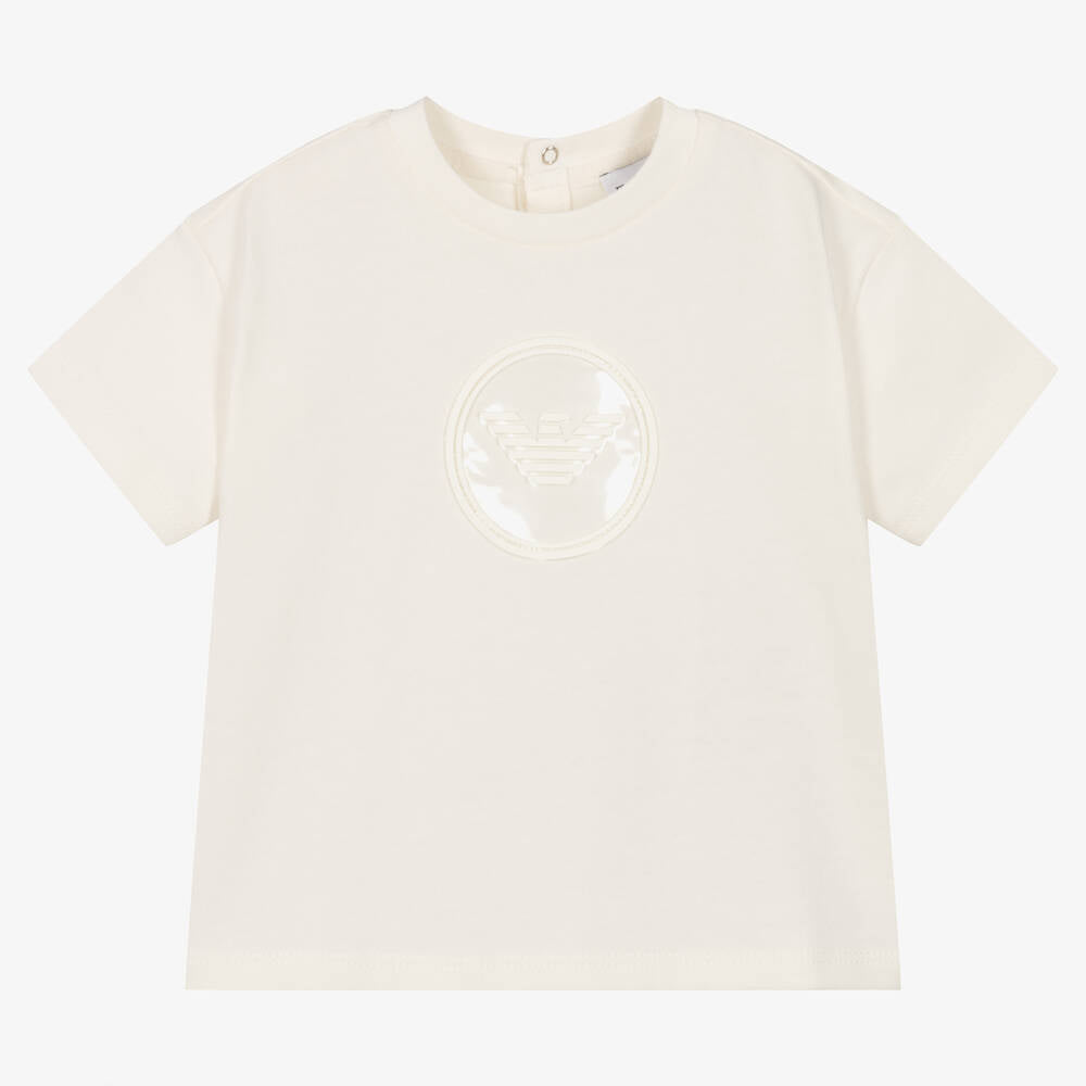 Emporio Armani Baby Boys Ivory Cotton T-Shirt