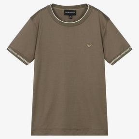 Emporio Armani Boys Brown Cotton T-Shirt
