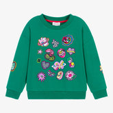 MARC JACOBS Girls Green Cotton Patches Sweatshirt