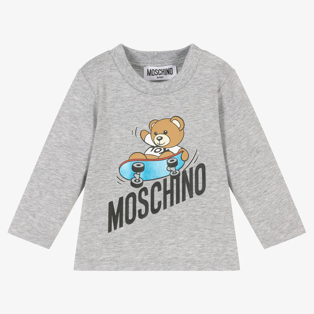Moschino Baby Boys Grey Skateboarding Teddy Bear Top
