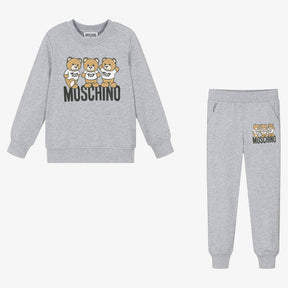 Moschino Grey Cotton Teddy Bear Tracksuit