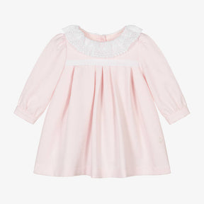 Patachou Baby Girls Pink Twill & Lace Dress