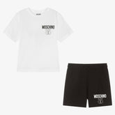 Moschino White & Black Logo Shorts Set